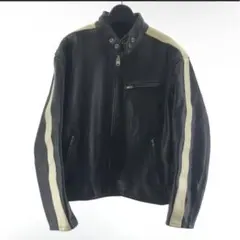 Rookie Leathers レザージャケット L 黒 ストライプ★週末セール