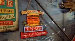 Old New！アメリカンダイナー ハンバーガー 屋内 吊り下げ式 電飾看板