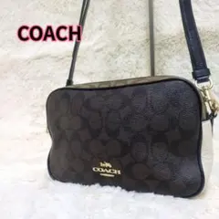 COACH コーチ レザー シグネチャー カメラバッグ Wジップ ブラウン