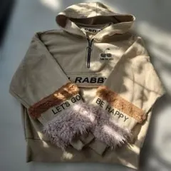 ベージュ フード付きパーカー150cm