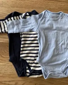 ベビー肌着 3枚セット 青 ネイビー ストライプ