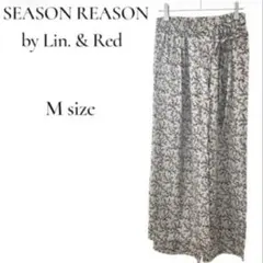 SEASON REASON サテン ラップワイドパンツ ボタニカル柄【M】