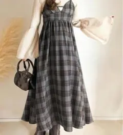 チェック柄フレアキャミワンピース[gc265]