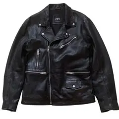 美品　ZARA ザラ　羊革ラムレザーダブルライダースジャケットL ブラック