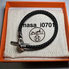 美品　エルメス　グレナンH ブレスレット　黒　正規店購入 人気♪【HERMES】レザーブレスレット 《グレナンH》 トリオ