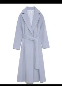 完売ZARA ウール100% ブルーロングコート M - メルカリ