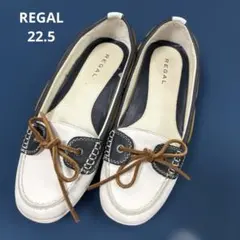 REGAL リーガル デッキシューズ ローファー ホワイト ネイビー 22.5のサムネイル