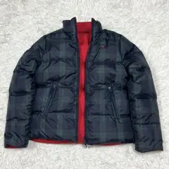 ラルフローレン リバーシブルダウンジャケット 160 ブラックウォッチ レッド