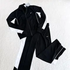 NIKE ナイキ ジャージ上下セットMセットアップ 刺繍ロゴ ブラック黒白レトロ