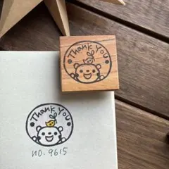 スタンプ　No. 9615 thank youクマと小鳥￼