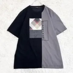 美品 ブラックレーベルクレストブリッジ Tシャツ チェック メッシュ 黒 L
