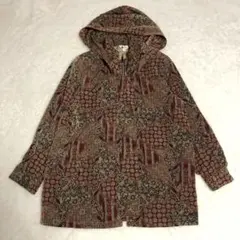 レディース 古着 レトロ ロングコート（M）フード取り外し ワイドシルエット