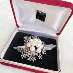 本真珠 パール 雪の結晶 真珠11粒 銀製ブローチ 箱あり