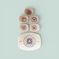 昭和レトロ モロッカン柄 陶器プレート6枚セット 大皿1枚＋小皿5枚 食器セット