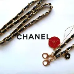 シャネル　バレンタインチャーム　赤　カメリア　ショルダーストラップ　セット