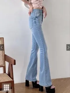 GRL ハイウエストフレアデニムパンツ[cu498] デニム　スキニー　新品