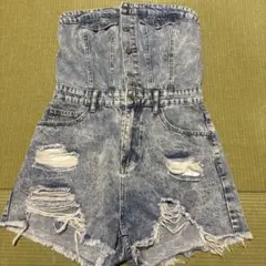 デニムショートオールインワン