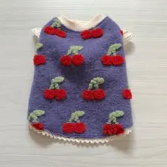 SSサイズ＊さくらんぼ柄フリースワンピース　着丈24 胴まわり37