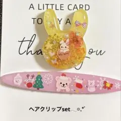 うさぎ♡2点セット♡レジンヘアゴムブローチ