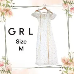 GRL グレイル アイボリー ドット柄 オフショルダー キャミワンピース M