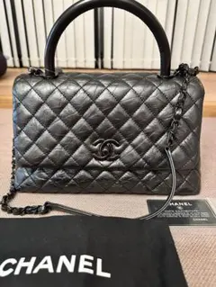 CHANEL ココハンドルソーブラックエイジドカーフスキンブラック