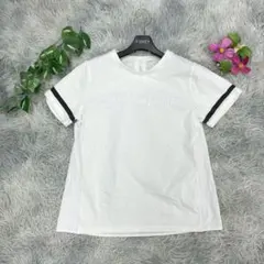 【アーノルドパーマー】Tシャツ (M) 白 同色ロゴ 袖ライン 綿100%のサムネイル