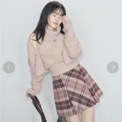 snidel ロービングチェックミニスカート PNK