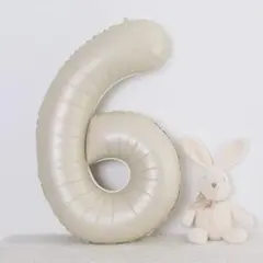 ナンバーバルーン 6 くすみベージュ 数字 風船 お誕生日 記念日 飾付け 祝い