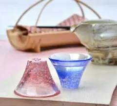 【新品未使用】富士山モチーフ お猪口セット ガラス製