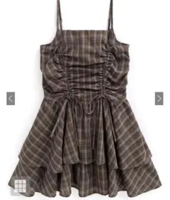 GRL チェック柄ドロストリボンミニワンピース dk1357