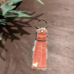 デニムリメイク☆リュックカン付シンプルキーホルダー✨️革タグ