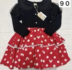 【即日発送】ミニーマウス ドット柄 ワンピース 90 なりきりドレス