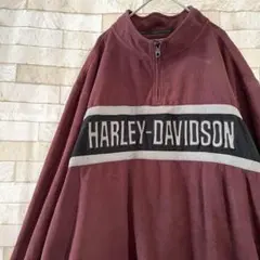 ハーレーダビッドソン ハーフジップ フリース センターロゴ ボルドー 2XL
