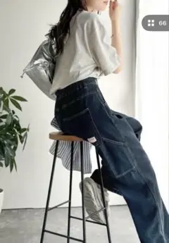 新品　Java 。メンズライク ペインター ツイル ＆ ワイド デニム パンツ