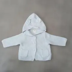 baby GAPフード付きニットジャケット 水色　春　タグ3-6ヶ月