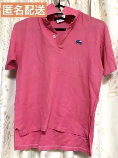 ラコステ　70年代　ポロシャツ　ピンク　青ワニ　レディース　Sサイズ