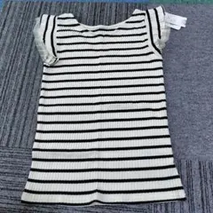 ストライプ フリル袖 半袖Tシャツ