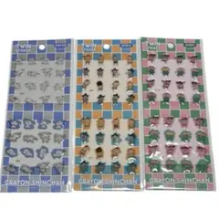 クレヨンしんちゃん　韓国シール　キラキラ　ぷっくり　ツインステッカー　3種セット