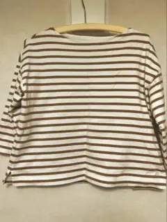 【無印良品】ボーダーカットソー XS 五分〜七分袖 綿100% ナチュラル