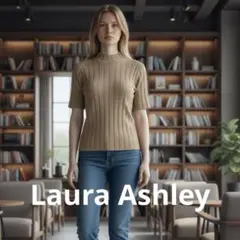 【極美品】Laura Ashley リブ編み半袖ニット メリノウール100%のサムネイル