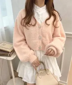 フェザーキラキラボタンカーディガン【ZOZOTOWN限定アイテム】