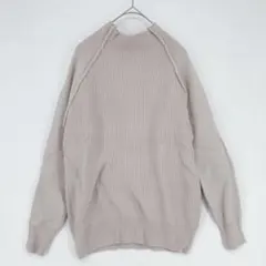 リブ編み 長袖ニット グレージュ Mサイズ