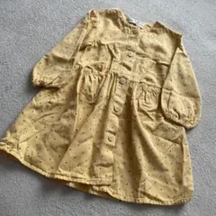 ZARA キッズ ドット柄 長袖 ワンピース イエロー