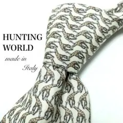 ★【極美品】 HUNTING WORLD アニマル柄 ネクタイ ベージュ キリンのサムネイル