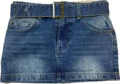 【美品】y2k X-girl デニムミニスカート ベルト付き