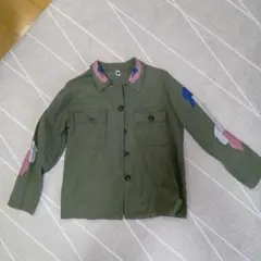 刺繍入りオリーブグリーンミリタリージャケット　sanye