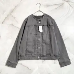 M17583 未使用　クールシュクレ　衿フリンジのストレッチデニムジャケット　M