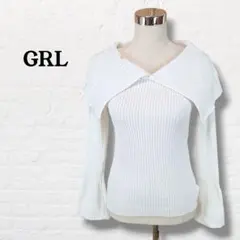 グレイル☆ビッグカラーリブニットトップス【F】オフホワイト