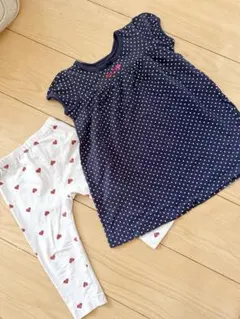 80 ワンピース ズボン ハート ネイビー 2着 まとめ売りのサムネイル