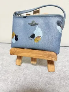 Ｋ*.様 正規品COACH 花柄刺繍ポーチ ブルーグレー